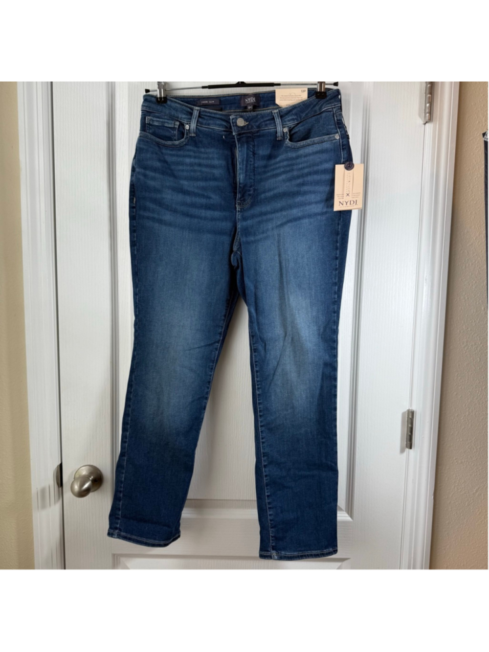 Women's NYDJ Blue Sheri Slim Straight Leg Jeans 12P